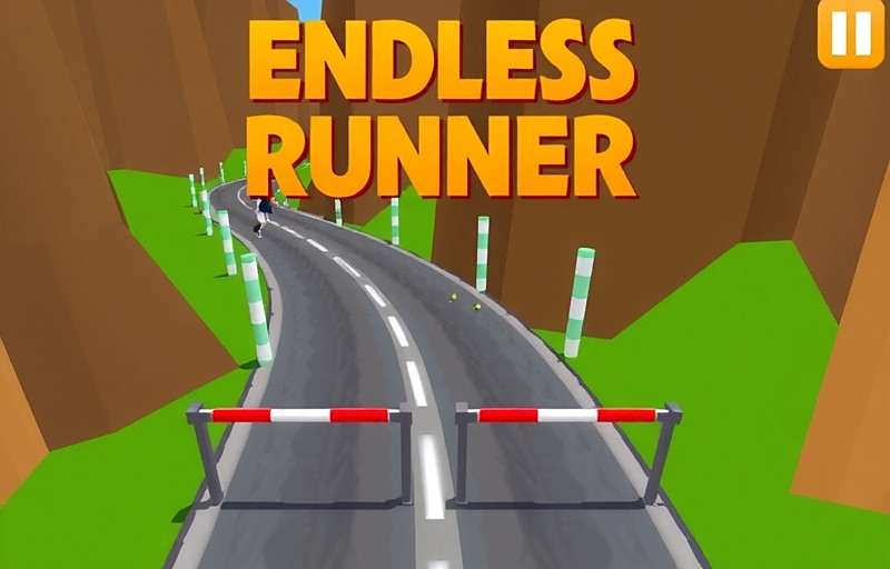 Endless Road Runner gameplay showing advanced jumping technique over multiple obstacles