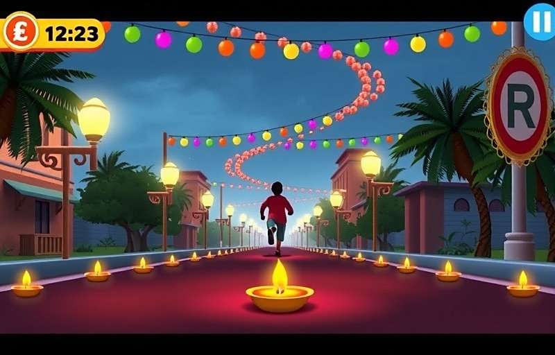Endless Road Runner Diwali special with decorated streets and diyas