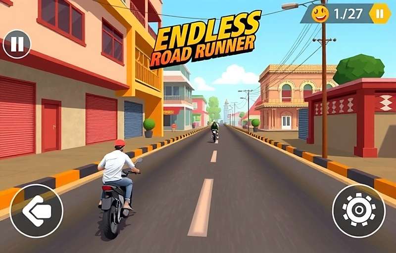 Endless Road Runner multiplayer mode showing two players racing through Jaipur streets